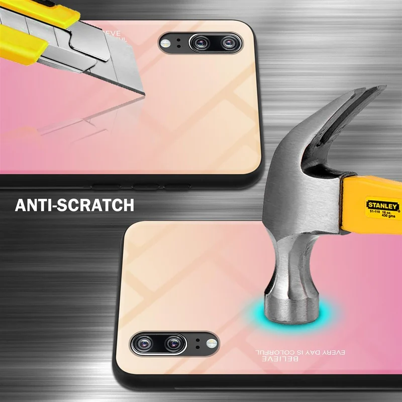 Cadorabo Hülle kompatibel mit Huawei P20 Zweifarbige Schutzhülle aus Tempered Glas und TPU Silikon