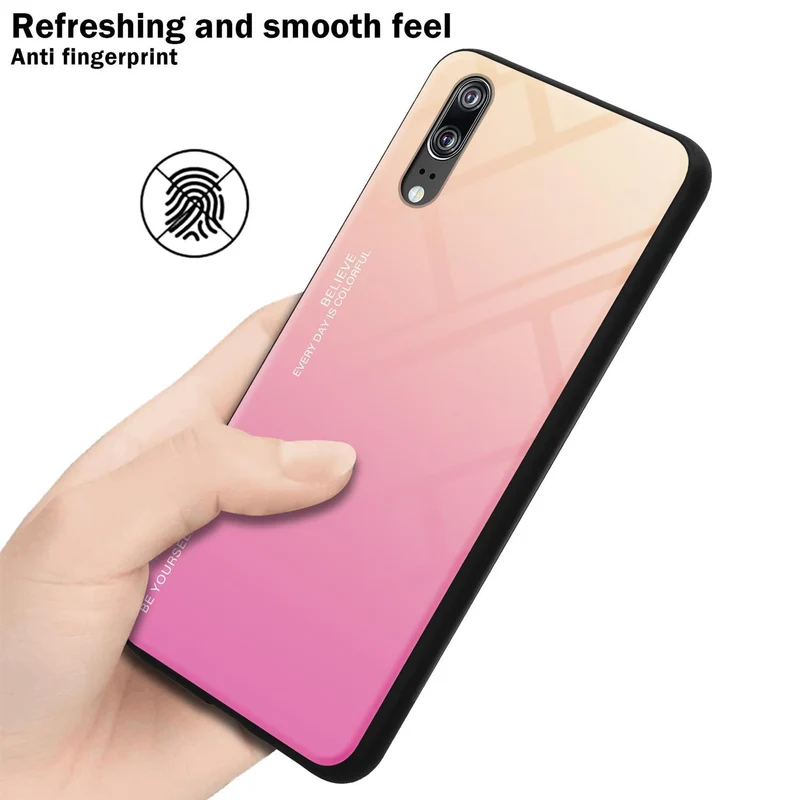 Cadorabo Hülle kompatibel mit Huawei P20 Zweifarbige Schutzhülle aus Tempered Glas und TPU Silikon