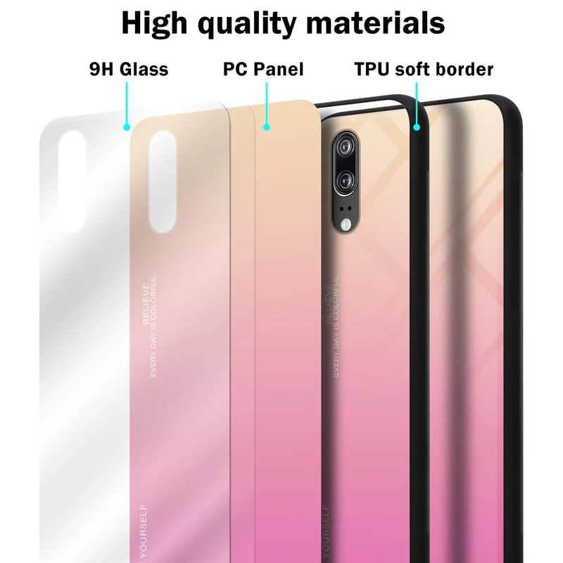Cadorabo Hülle kompatibel mit Huawei P20 Zweifarbige Schutzhülle aus Tempered Glas und TPU Silikon