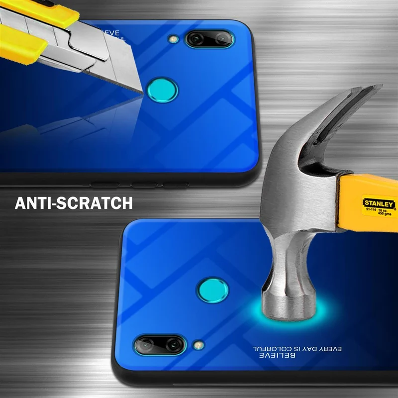 Cadorabo Hülle kompatibel mit Honor 10 LITE / Huawei P SMART 2019 Zweifarbige Schutzhülle aus Tempered Glas und TPU Silikon