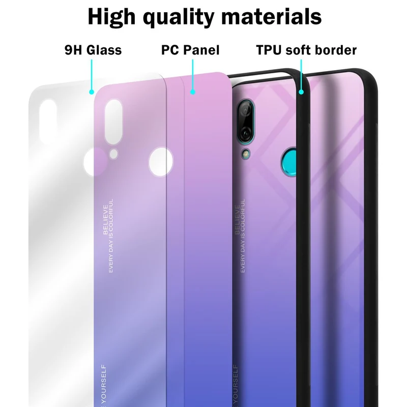 Cadorabo Hülle kompatibel mit Honor 10 LITE / Huawei P SMART 2019 Zweifarbige Schutzhülle aus Tempered Glas und TPU Silikon