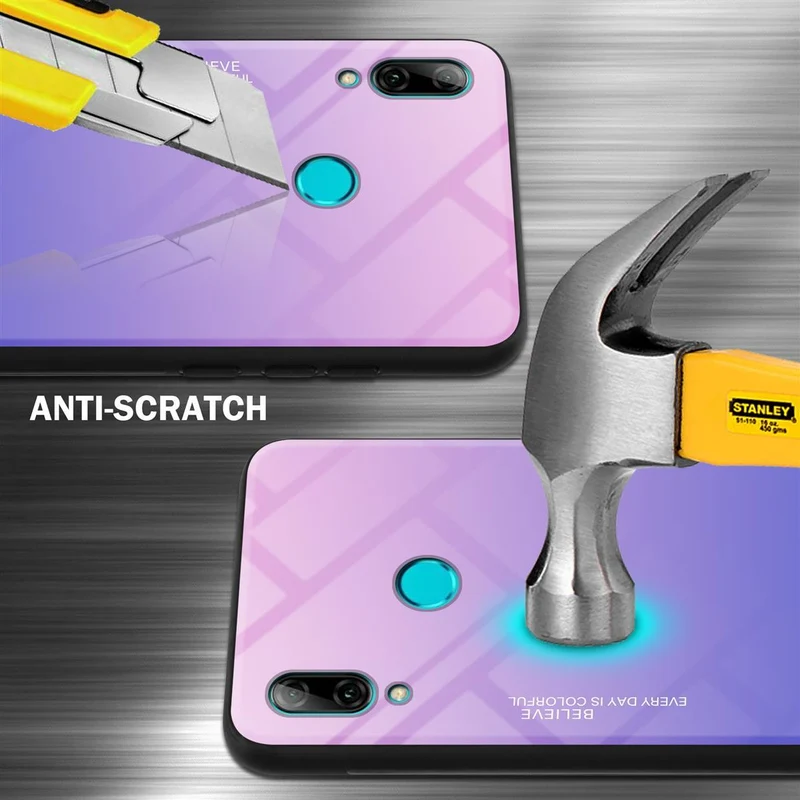 Cadorabo Hülle kompatibel mit Honor 10 LITE / Huawei P SMART 2019 Zweifarbige Schutzhülle aus Tempered Glas und TPU Silikon