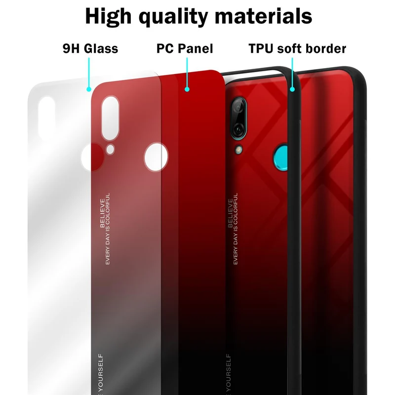 Cadorabo Hülle kompatibel mit Honor 10 LITE / Huawei P SMART 2019 Zweifarbige Schutzhülle aus Tempered Glas und TPU Silikon