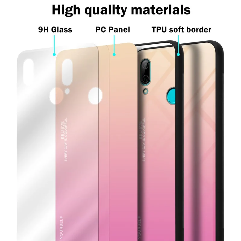 Cadorabo Hülle kompatibel mit Honor 10 LITE / Huawei P SMART 2019 Zweifarbige Schutzhülle aus Tempered Glas und TPU Silikon