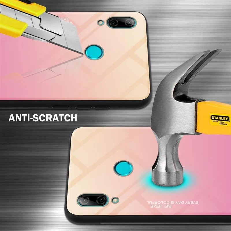 Cadorabo Hülle kompatibel mit Honor 10 LITE / Huawei P SMART 2019 Zweifarbige Schutzhülle aus Tempered Glas und TPU Silikon