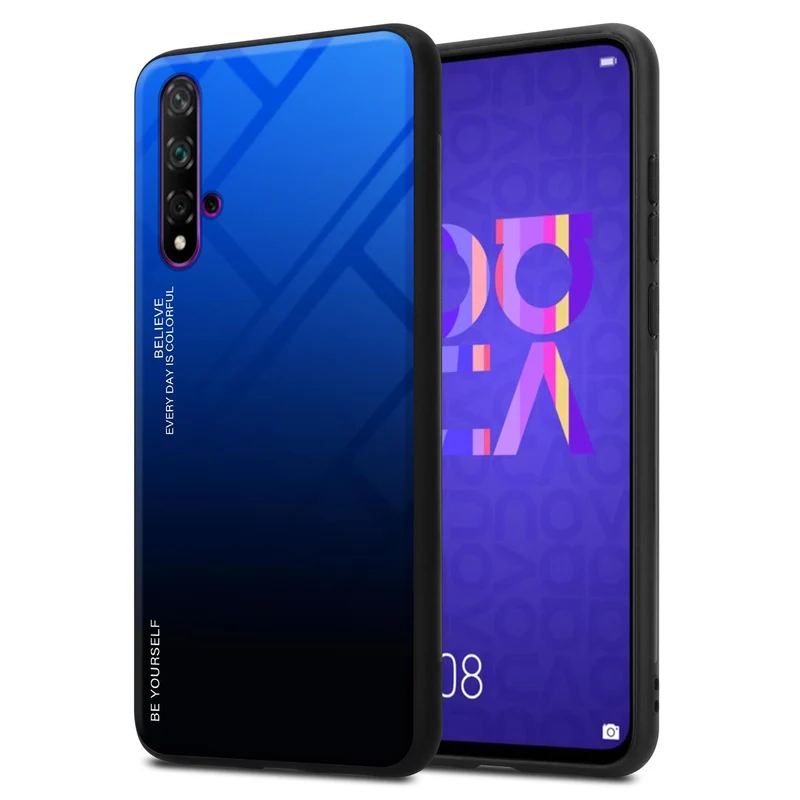 Cadorabo Hülle kompatibel mit Honor 20 / 20S / Huawei NOVA 5T Zweifarbige Schutzhülle aus Tempered Glas und TPU Silikon