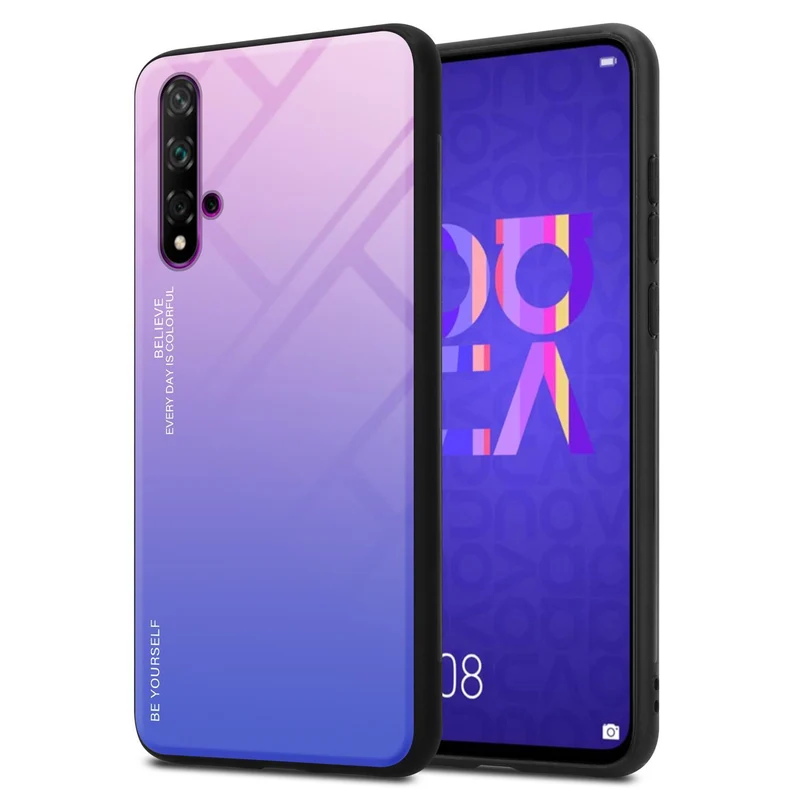 Cadorabo Hülle kompatibel mit Honor 20 / 20S / Huawei NOVA 5T Zweifarbige Schutzhülle aus Tempered Glas und TPU Silikon