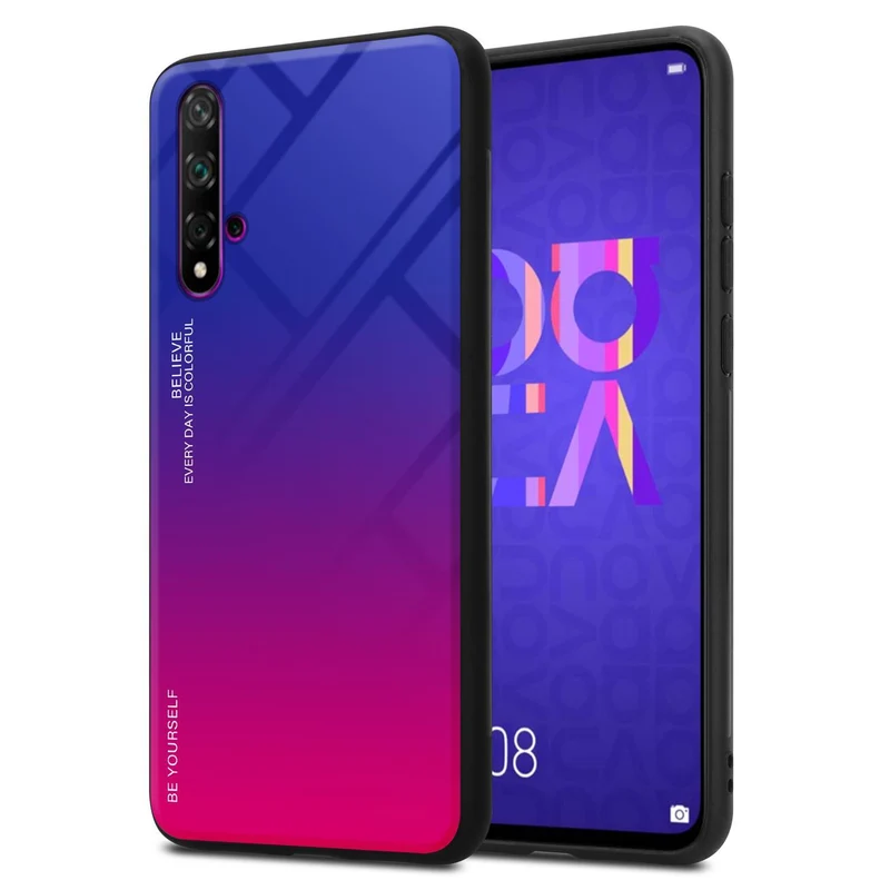Cadorabo Hülle kompatibel mit Honor 20 / 20S / Huawei NOVA 5T Zweifarbige Schutzhülle aus Tempered Glas und TPU Silikon