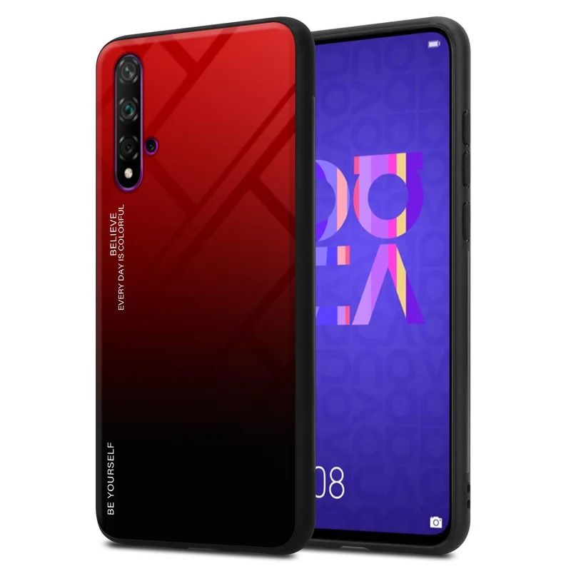 Cadorabo Hülle kompatibel mit Honor 20 / 20S / Huawei NOVA 5T Zweifarbige Schutzhülle aus Tempered Glas und TPU Silikon