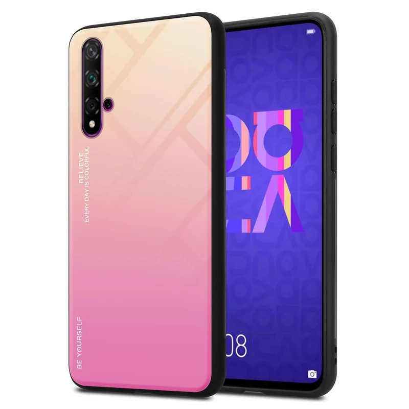 Cadorabo Hülle kompatibel mit Honor 20 / 20S / Huawei NOVA 5T Zweifarbige Schutzhülle aus Tempered Glas und TPU Silikon