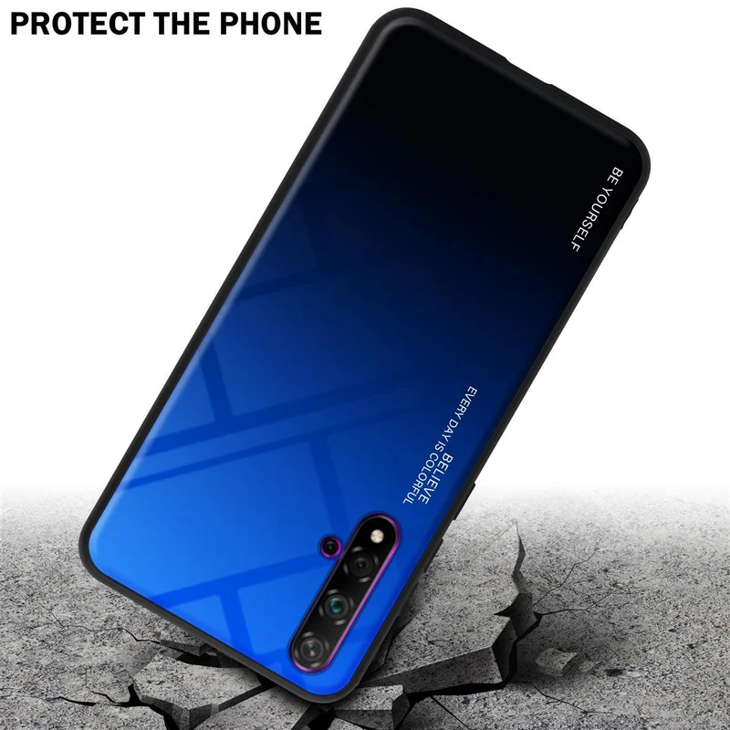 Cadorabo Hülle kompatibel mit Honor 20 / 20S / Huawei NOVA 5T Zweifarbige Schutzhülle aus Tempered Glas und TPU Silikon