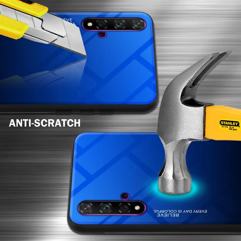 Cadorabo Hülle kompatibel mit Honor 20 / 20S / Huawei NOVA 5T Zweifarbige Schutzhülle aus Tempered Glas und TPU Silikon