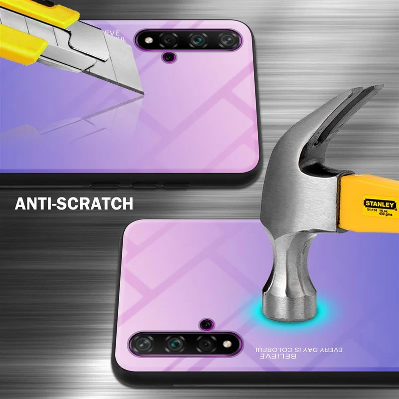 Cadorabo Hülle kompatibel mit Honor 20 / 20S / Huawei NOVA 5T Zweifarbige Schutzhülle aus Tempered Glas und TPU Silikon