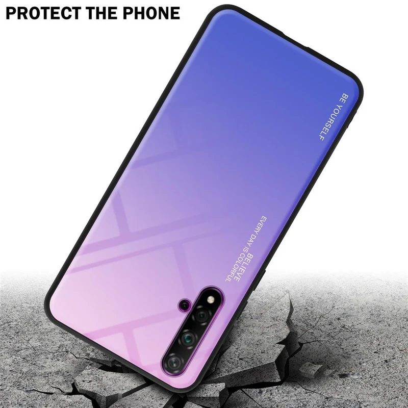 Cadorabo Hülle kompatibel mit Honor 20 / 20S / Huawei NOVA 5T Zweifarbige Schutzhülle aus Tempered Glas und TPU Silikon