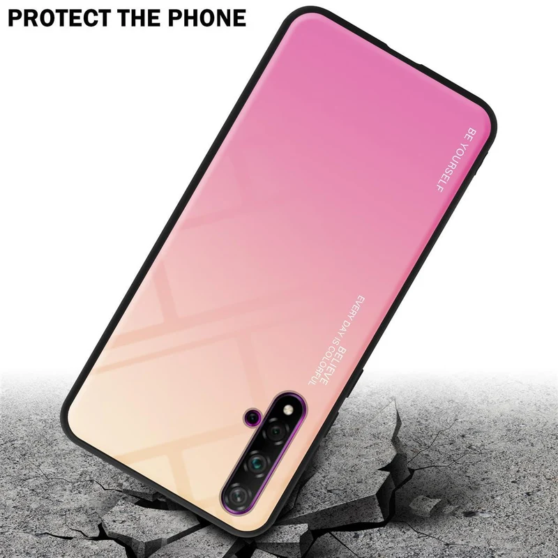 Cadorabo Hülle kompatibel mit Honor 20 / 20S / Huawei NOVA 5T Zweifarbige Schutzhülle aus Tempered Glas und TPU Silikon