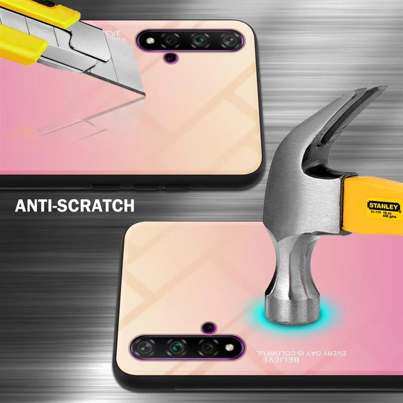 Cadorabo Hülle kompatibel mit Honor 20 / 20S / Huawei NOVA 5T Zweifarbige Schutzhülle aus Tempered Glas und TPU Silikon