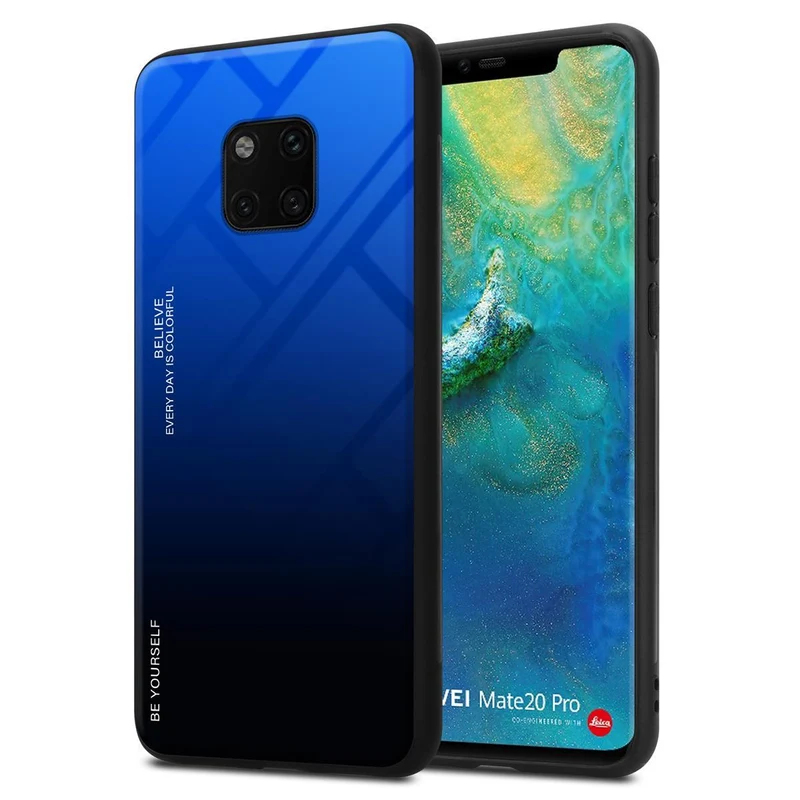 Cadorabo Hülle kompatibel mit Huawei MATE 20 PRO Zweifarbige Schutzhülle aus Tempered Glas und TPU Silikon