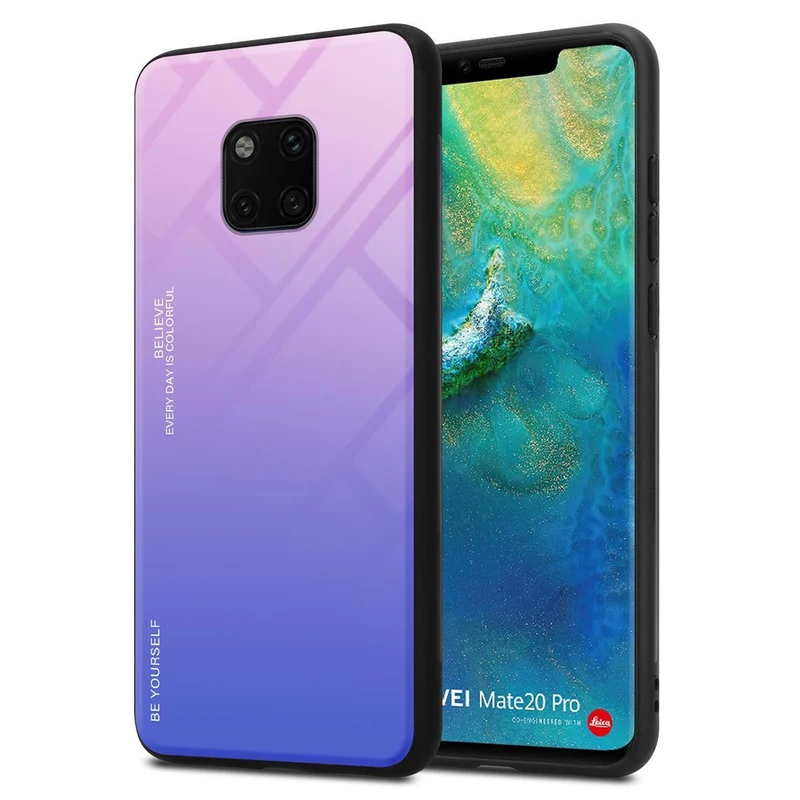 Cadorabo Hülle kompatibel mit Huawei MATE 20 PRO Zweifarbige Schutzhülle aus Tempered Glas und TPU Silikon