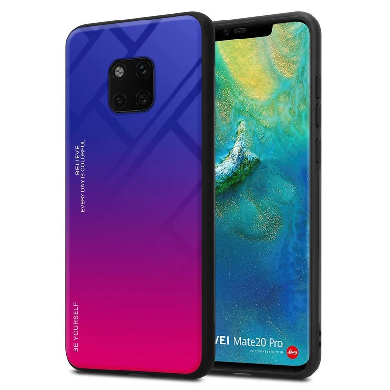 Cadorabo Hülle kompatibel mit Huawei MATE 20 PRO Zweifarbige Schutzhülle aus Tempered Glas und TPU Silikon