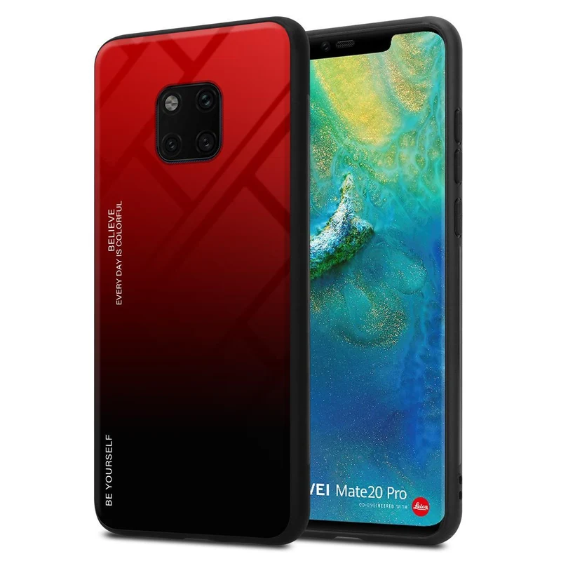 Cadorabo Hülle kompatibel mit Huawei MATE 20 PRO Zweifarbige Schutzhülle aus Tempered Glas und TPU Silikon