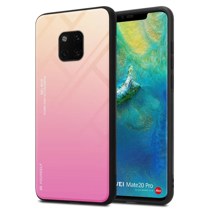 Cadorabo Hülle kompatibel mit Huawei MATE 20 PRO Zweifarbige Schutzhülle aus Tempered Glas und TPU Silikon