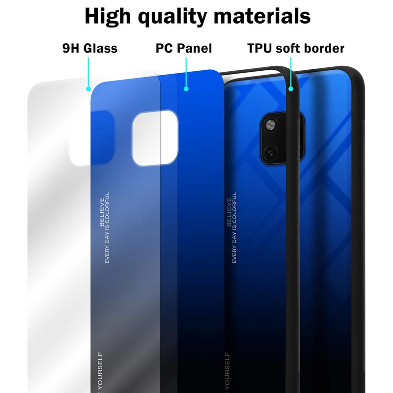 Cadorabo Hülle kompatibel mit Huawei MATE 20 PRO Zweifarbige Schutzhülle aus Tempered Glas und TPU Silikon