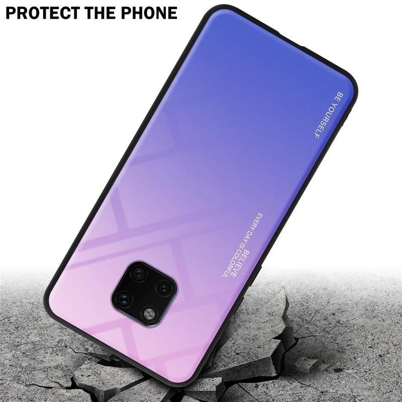 Cadorabo Hülle kompatibel mit Huawei MATE 20 PRO Zweifarbige Schutzhülle aus Tempered Glas und TPU Silikon
