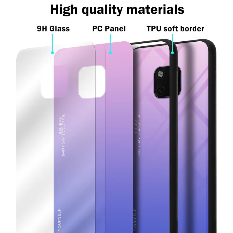 Cadorabo Hülle kompatibel mit Huawei MATE 20 PRO Zweifarbige Schutzhülle aus Tempered Glas und TPU Silikon