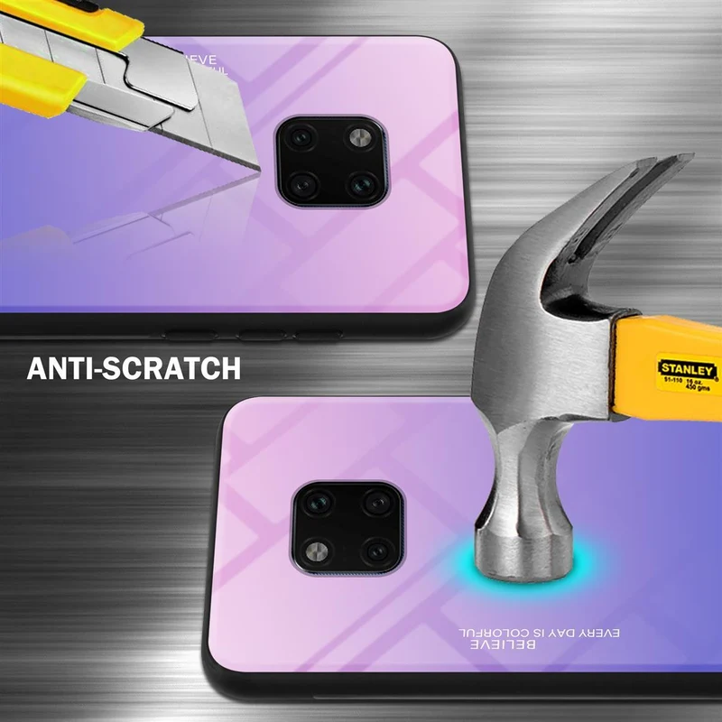 Cadorabo Hülle kompatibel mit Huawei MATE 20 PRO Zweifarbige Schutzhülle aus Tempered Glas und TPU Silikon