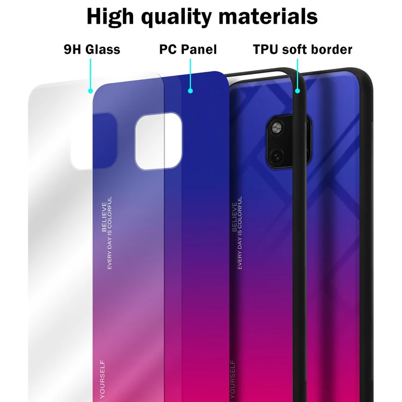 Cadorabo Hülle kompatibel mit Huawei MATE 20 PRO Zweifarbige Schutzhülle aus Tempered Glas und TPU Silikon