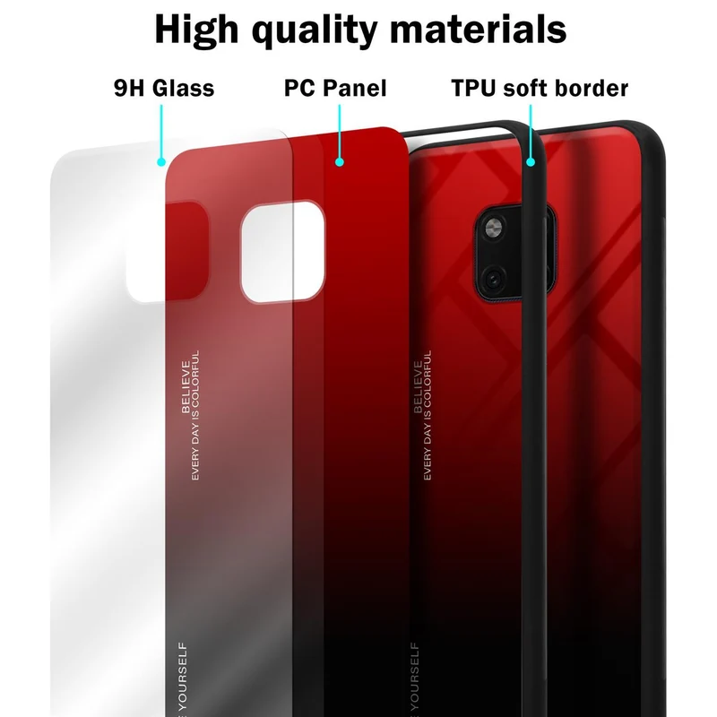 Cadorabo Hülle kompatibel mit Huawei MATE 20 PRO Zweifarbige Schutzhülle aus Tempered Glas und TPU Silikon