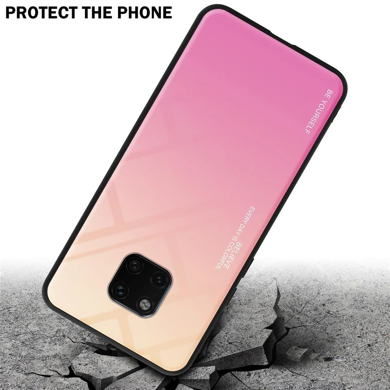 Cadorabo Hülle kompatibel mit Huawei MATE 20 PRO Zweifarbige Schutzhülle aus Tempered Glas und TPU Silikon