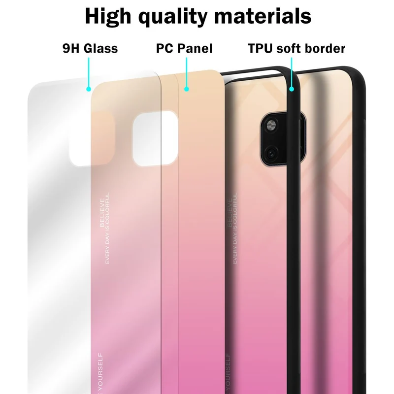 Cadorabo Hülle kompatibel mit Huawei MATE 20 PRO Zweifarbige Schutzhülle aus Tempered Glas und TPU Silikon