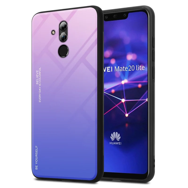 Cadorabo Hülle kompatibel mit Huawei MATE 20 LITE Zweifarbige Schutzhülle aus Tempered Glas und TPU Silikon