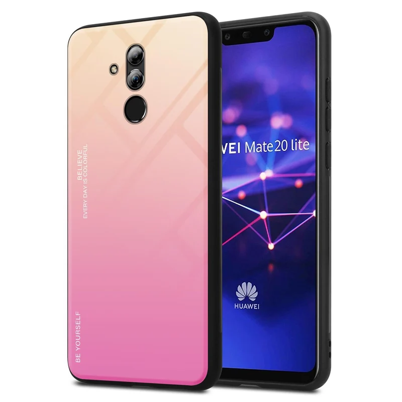 Cadorabo Hülle kompatibel mit Huawei MATE 20 LITE Zweifarbige Schutzhülle aus Tempered Glas und TPU Silikon
