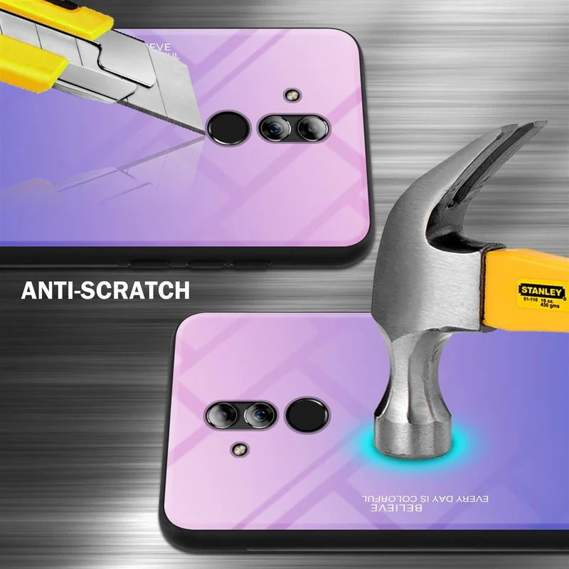 Cadorabo Hülle kompatibel mit Huawei MATE 20 LITE Zweifarbige Schutzhülle aus Tempered Glas und TPU Silikon