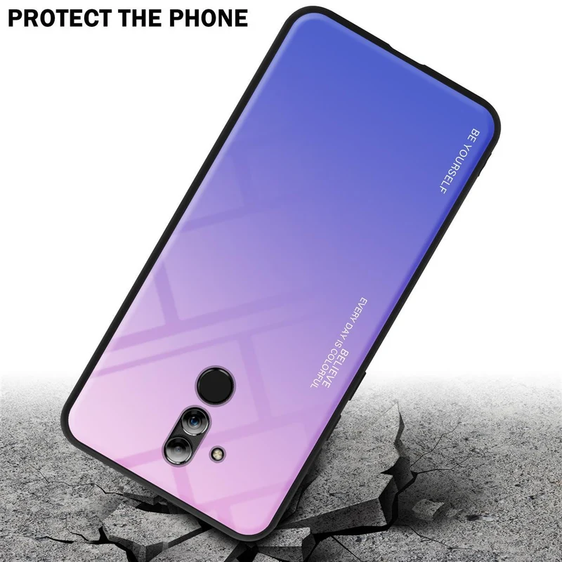 Cadorabo Hülle kompatibel mit Huawei MATE 20 LITE Zweifarbige Schutzhülle aus Tempered Glas und TPU Silikon