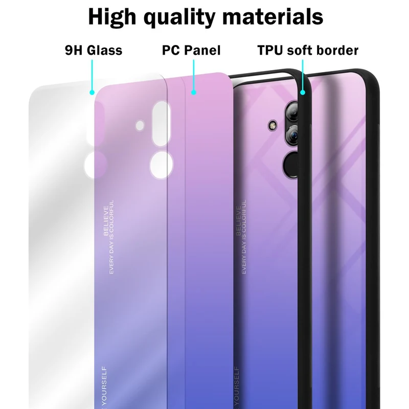 Cadorabo Hülle kompatibel mit Huawei MATE 20 LITE Zweifarbige Schutzhülle aus Tempered Glas und TPU Silikon