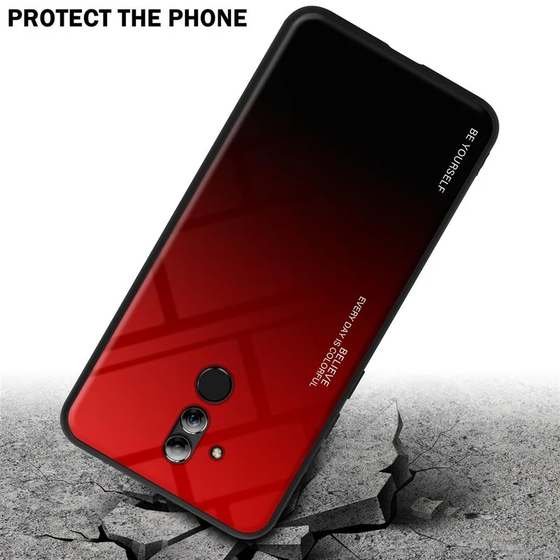 Cadorabo Hülle kompatibel mit Huawei MATE 20 LITE Zweifarbige Schutzhülle aus Tempered Glas und TPU Silikon