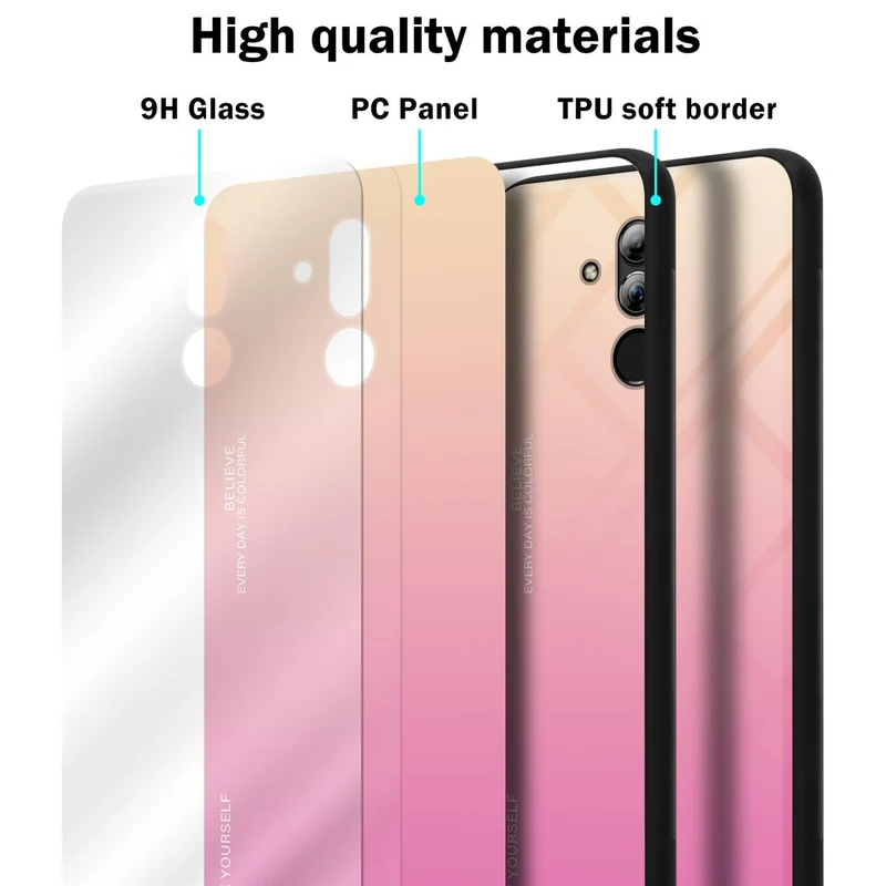 Cadorabo Hülle kompatibel mit Huawei MATE 20 LITE Zweifarbige Schutzhülle aus Tempered Glas und TPU Silikon
