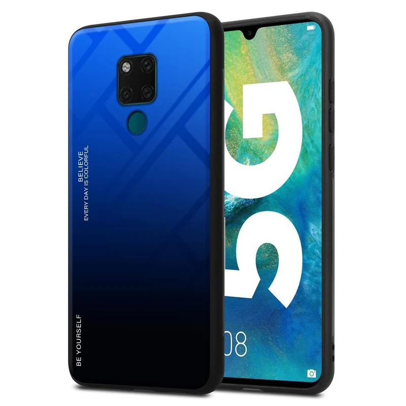 Cadorabo Hülle kompatibel mit Huawei MATE 20 Zweifarbige Schutzhülle aus Tempered Glas und TPU Silikon