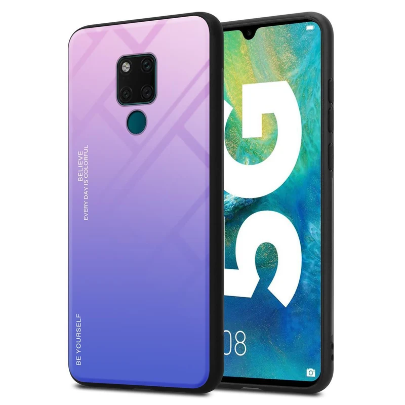 Cadorabo Hülle kompatibel mit Huawei MATE 20 Zweifarbige Schutzhülle aus Tempered Glas und TPU Silikon