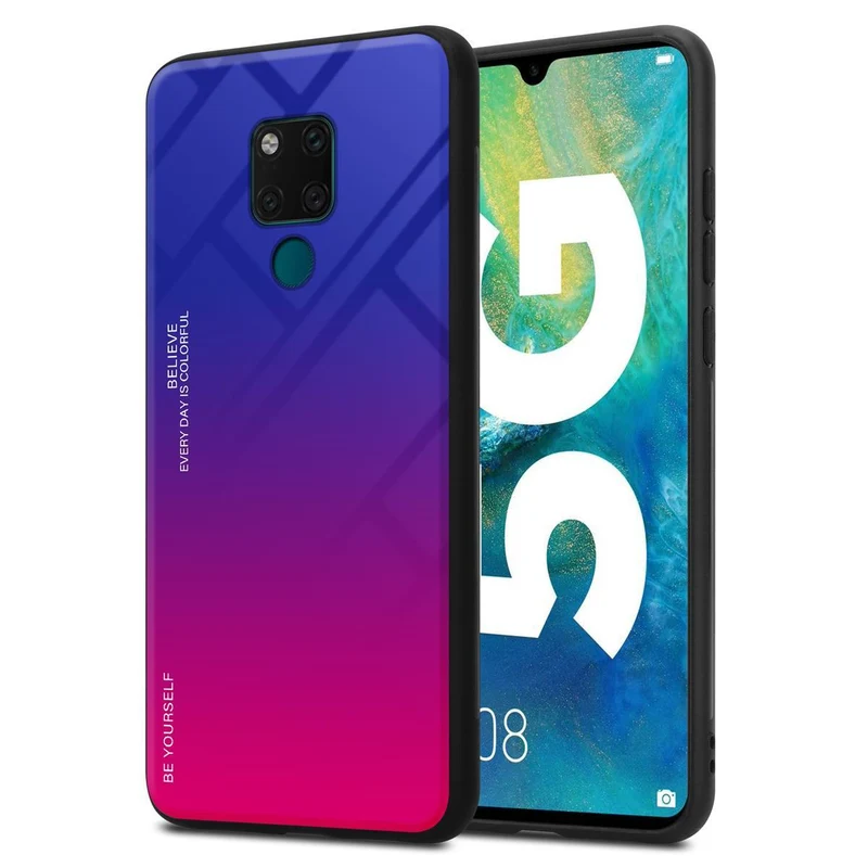 Cadorabo Hülle kompatibel mit Huawei MATE 20 Zweifarbige Schutzhülle aus Tempered Glas und TPU Silikon