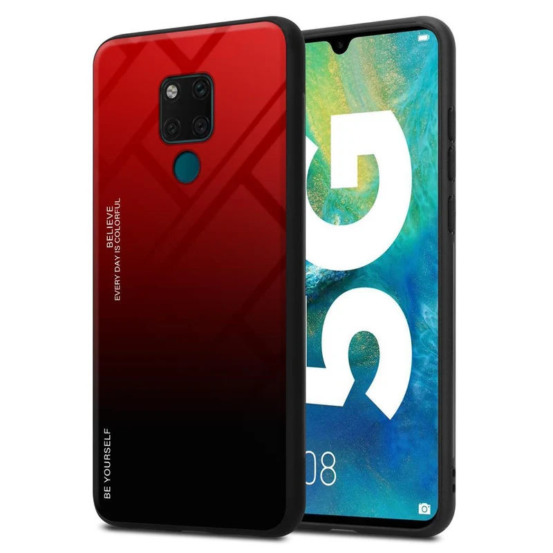 Cadorabo Hülle kompatibel mit Huawei MATE 20 Zweifarbige Schutzhülle aus Tempered Glas und TPU Silikon