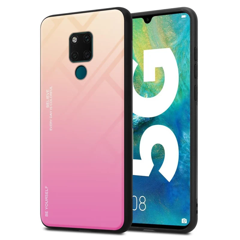 Cadorabo Hülle kompatibel mit Huawei MATE 20 Zweifarbige Schutzhülle aus Tempered Glas und TPU Silikon