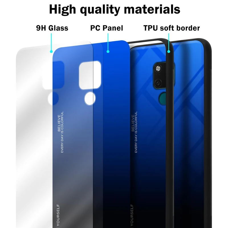 Cadorabo Hülle kompatibel mit Huawei MATE 20 Zweifarbige Schutzhülle aus Tempered Glas und TPU Silikon