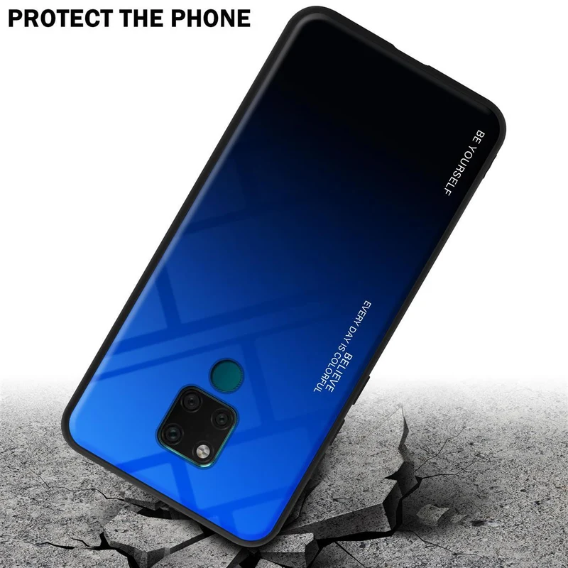 Cadorabo Hülle kompatibel mit Huawei MATE 20 Zweifarbige Schutzhülle aus Tempered Glas und TPU Silikon