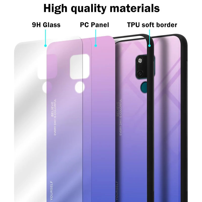 Cadorabo Hülle kompatibel mit Huawei MATE 20 Zweifarbige Schutzhülle aus Tempered Glas und TPU Silikon
