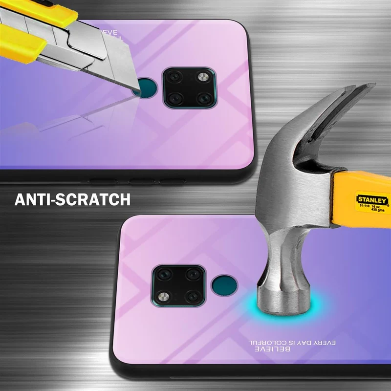 Cadorabo Hülle kompatibel mit Huawei MATE 20 Zweifarbige Schutzhülle aus Tempered Glas und TPU Silikon