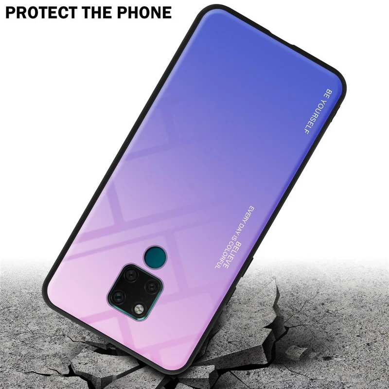 Cadorabo Hülle kompatibel mit Huawei MATE 20 Zweifarbige Schutzhülle aus Tempered Glas und TPU Silikon
